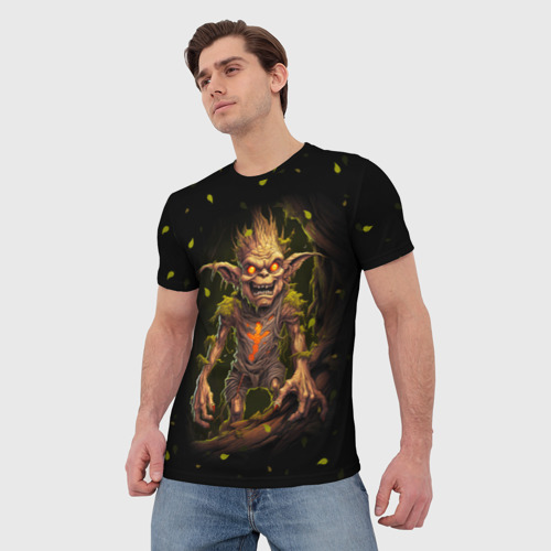 Мужская футболка 3D с принтом Лесной тролль, фото на моделе #1