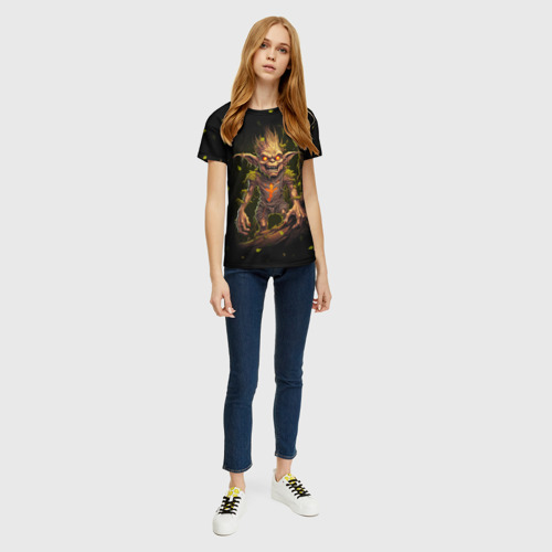 Женская футболка 3D с принтом Лесной тролль, вид сбоку #3