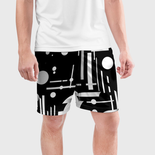 Мужские шорты спортивные с принтом Геометрическая игра, фото на моделе #1