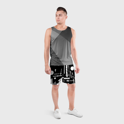 Мужские шорты спортивные с принтом Геометрическая игра, вид сбоку #3