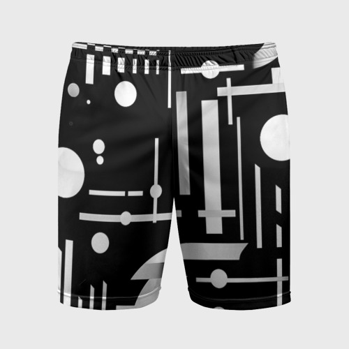 Мужские шорты спортивные с принтом Геометрическая игра, вид спереди #2