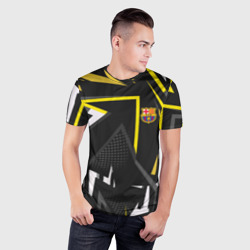 Мужская футболка 3D Slim ФК Барселона эмблема - фото 2