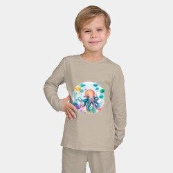 Детская пижама с лонгсливом хлопок Милый осьминог - фото 2