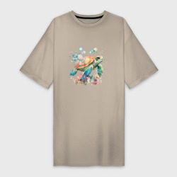Платье-футболка хлопок Морская черепаха в пузырях