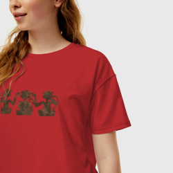 Женская футболка хлопок Oversize Три обезьяны - фото 2