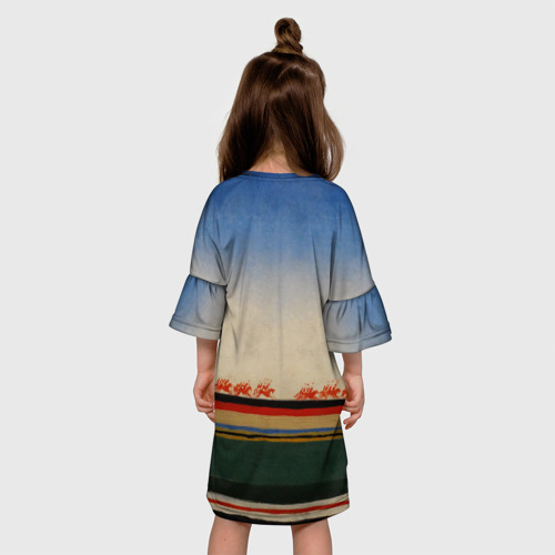 Детское платье 3D с принтом Скачет красная конница -  картина Малевича, вид сзади #2