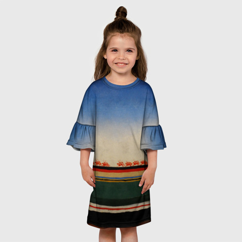 Детское платье 3D с принтом Скачет красная конница -  картина Малевича, вид сбоку #3