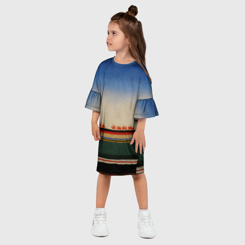 Детское платье 3D с принтом Скачет красная конница -  картина Малевича, фото на моделе #1