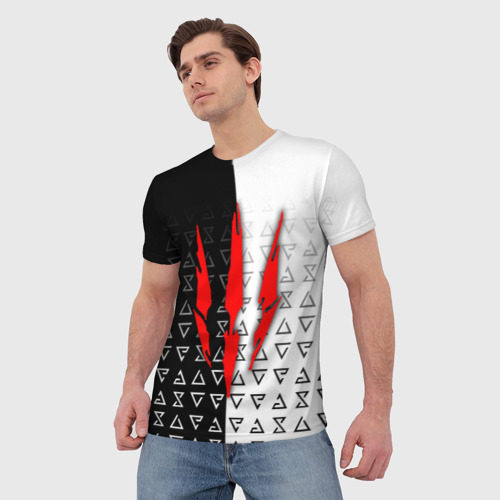 Мужская футболка 3D Знак Ведьмака - the Witcher, цвет 3D печать - фото 3