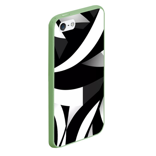 Чехол для iPhone 5/5S матовый Абстрактные полосы зебры, цвет салатовый - фото 3