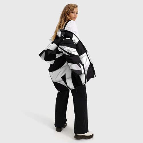 Женская зимняя куртка Oversize Абстрактные полосы зебры, цвет черный - фото 5