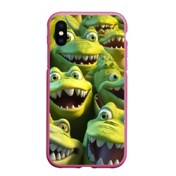Чехол для iPhone XS Max матовый Много крокодилов