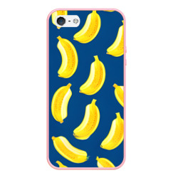 Чехол для iPhone 5/5S матовый Бананы на синем фоне