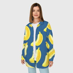 Женская рубашка oversize 3D Бананы на синем фоне - фото 2
