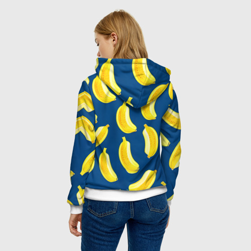 Женская толстовка 3D Бананы на синем фоне, цвет 3D печать - фото 4