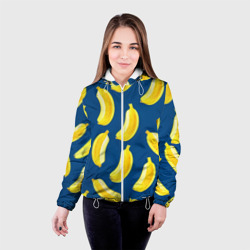Женская куртка 3D Бананы на синем фоне - фото 2
