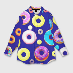 Женская рубашка oversize 3D Пончики в глазури