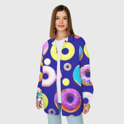 Женская рубашка oversize 3D Пончики в глазури - фото 2