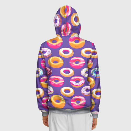 Мужская толстовка 3D на молнии Глазированные пончики, цвет меланж - фото 4