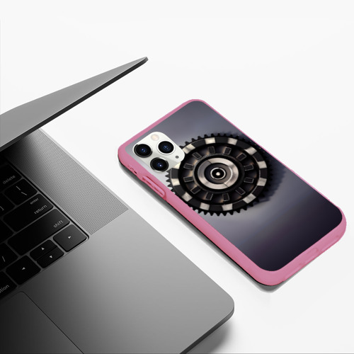 Чехол для iPhone 11 Pro Max матовый Стимпанк механика, цвет малиновый - фото 5