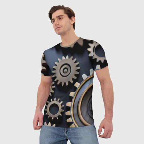 Мужская футболка 3D Механика и шестерёнки, цвет 3D печать - фото 3