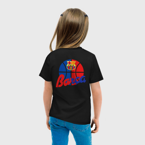 Детская футболка хлопок ФК Барселона эмблема, цвет черный - фото 6