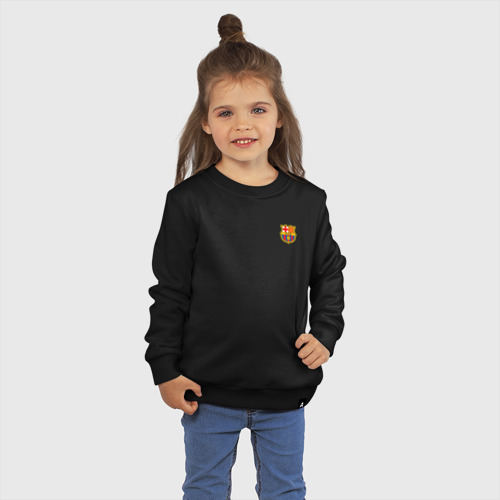 Детский свитшот хлопок с принтом ФК Барселона эмблема, фото на моделе #1