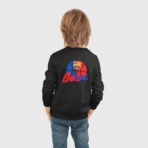 Детский свитшот хлопок с принтом ФК Барселона эмблема, вид сзади #2