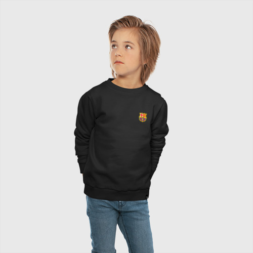Детский свитшот хлопок с принтом ФК Барселона эмблема, вид сбоку #3
