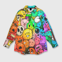 Женская рубашка oversize 3D Мультяшные монстрики