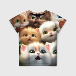 Детская футболка 3D Много пушистых котят