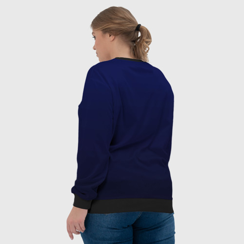 Женский свитшот 3D с принтом Градиент глубокий синий, вид сзади #2