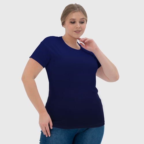 Женская футболка 3D Градиент глубокий синий, цвет 3D печать - фото 6