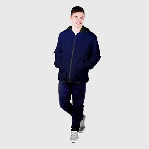 Мужская куртка 3D с принтом Градиент глубокий синий, фото на моделе #1