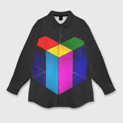 Мужская рубашка oversize 3D Многосторонний цветной куб