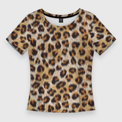 Женская футболка 3D Slim Пятнистая шкура дикой кошки