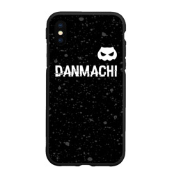 Чехол для iPhone XS Max матовый DanMachi glitch на темном фоне: символ сверху