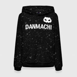 Женская толстовка 3D DanMachi glitch на темном фоне: символ сверху