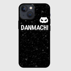 Чехол для iPhone 13 mini DanMachi glitch на темном фоне: символ сверху