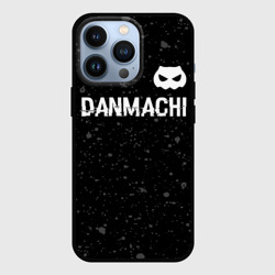 Чехол для iPhone 13 Pro DanMachi glitch на темном фоне: символ сверху