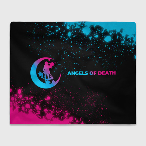 Плед с принтом Angels of Death - neon gradient: надпись и символ, вид спереди №1
