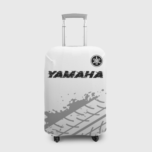 Чехол для чемодана 3D Yamaha Speed на светлом фоне со следами шин: символ сверху, цвет 3D печать