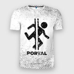 Мужская футболка 3D Slim Portal с потертостями на светлом фоне