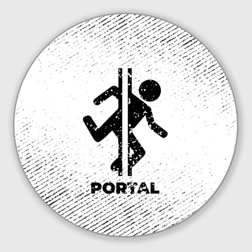 Круглый коврик для мышки Portal с потертостями на светлом фоне