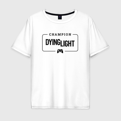Мужская футболка хлопок Oversize с принтом Dying Light gaming champion: рамка с лого и джойстиком, вид спереди #2