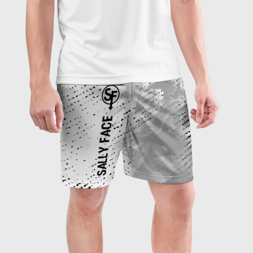 Мужские шорты спортивные Sally Face glitch на светлом фоне: по-вертикали, цвет 3D печать - фото 3