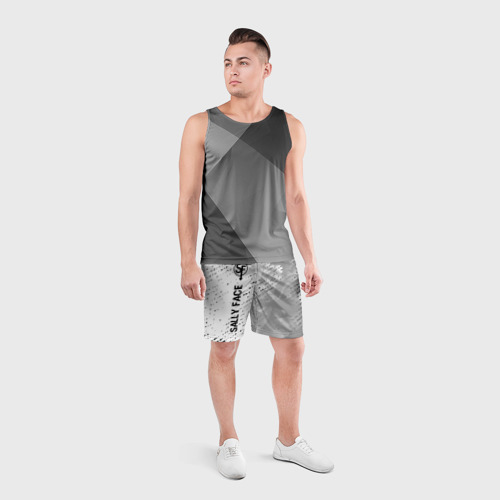 Мужские шорты спортивные Sally Face glitch на светлом фоне: по-вертикали, цвет 3D печать - фото 4