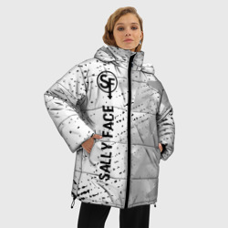 Женская зимняя куртка Oversize Sally Face glitch на светлом фоне: по-вертикали - фото 2
