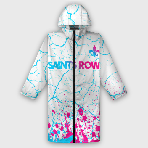 Женский дождевик 3D Saints Row neon gradient style: символ сверху, цвет белый