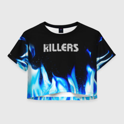 Женская футболка Crop-top 3D The Killers blue fire